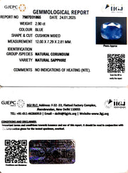 2.90/CT Natural Blue Sapphire with Govt Lab Certificate-6771